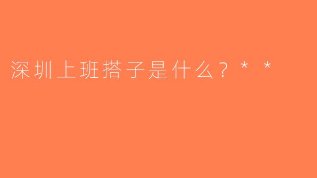 深圳上班搭子是什么？**