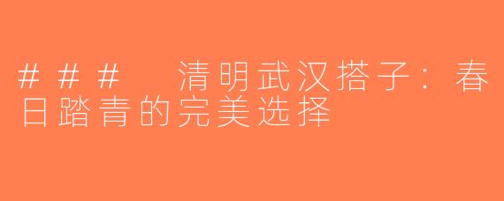 ### 清明武汉搭子：春日踏青的完美选择