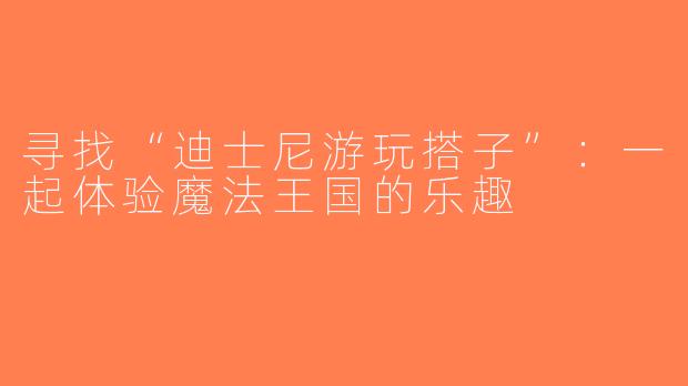 寻找“迪士尼游玩搭子”：一起体验魔法王国的乐趣