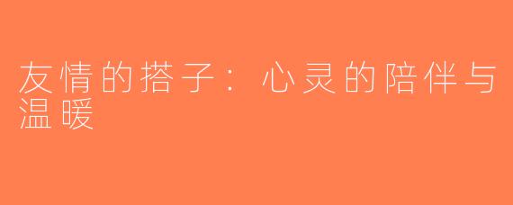 友情的搭子：心灵的陪伴与温暖
