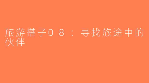 旅游搭子08：寻找旅途中的伙伴