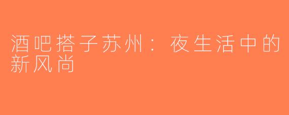 酒吧搭子苏州：夜生活中的新风尚