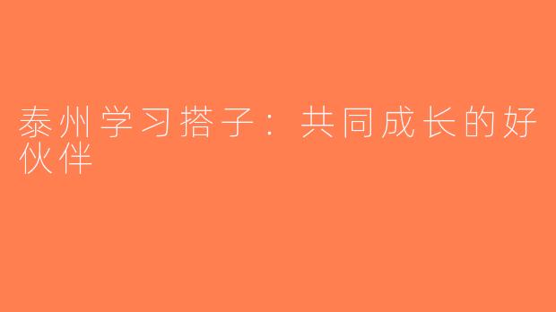 泰州学习搭子：共同成长的好伙伴