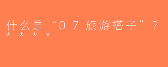 什么是“07旅游搭子”？****