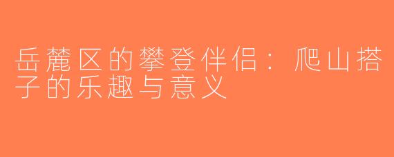 岳麓区的攀登伴侣：爬山搭子的乐趣与意义