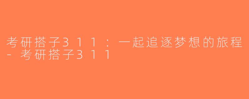 考研搭子311：一起追逐梦想的旅程-考研搭子311