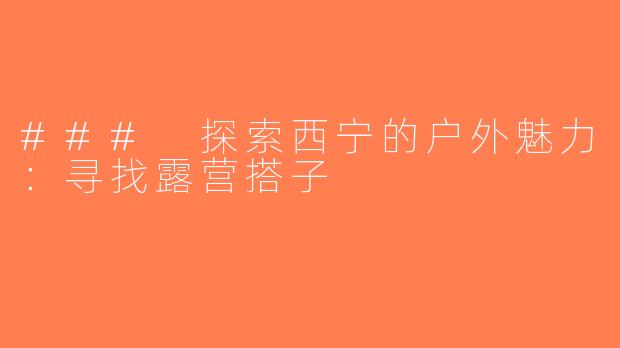### 探索西宁的户外魅力：寻找露营搭子