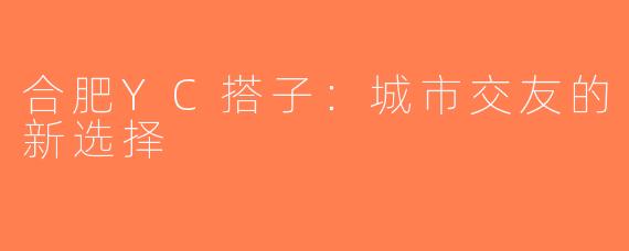 合肥YC搭子：城市交友的新选择