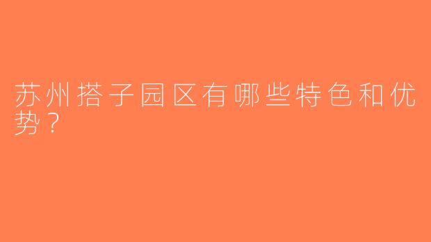 苏州搭子园区有哪些特色和优势？
