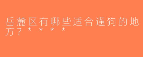 岳麓区有哪些适合遛狗的地方？****