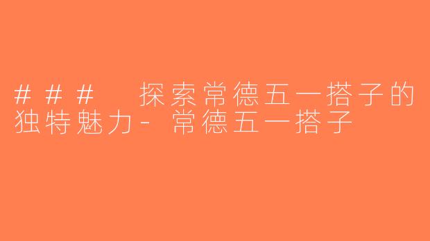### 探索常德五一搭子的独特魅力-常德五一搭子