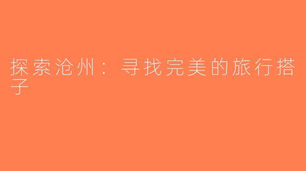 探索沧州：寻找完美的旅行搭子