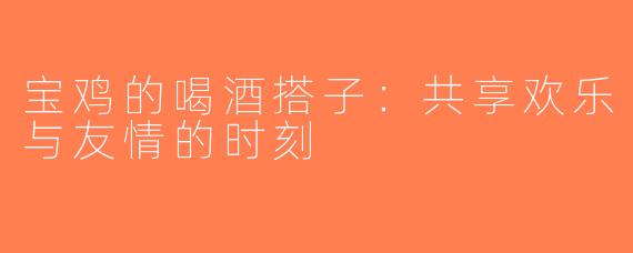 宝鸡的喝酒搭子：共享欢乐与友情的时刻