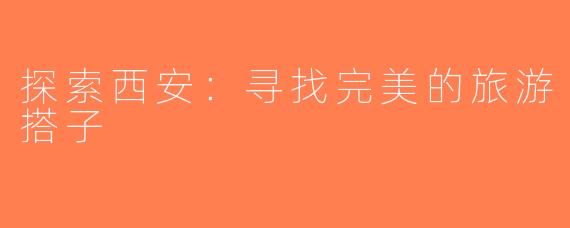 探索西安：寻找完美的旅游搭子