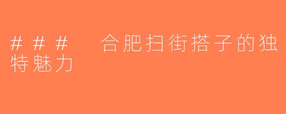 ### 合肥扫街搭子的独特魅力