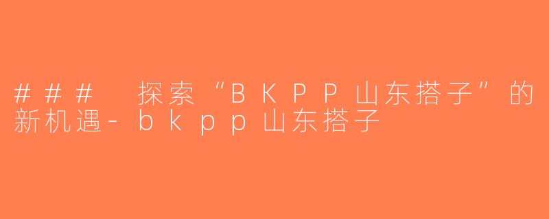 ### 探索“BKPP山东搭子”的新机遇-bkpp山东搭子