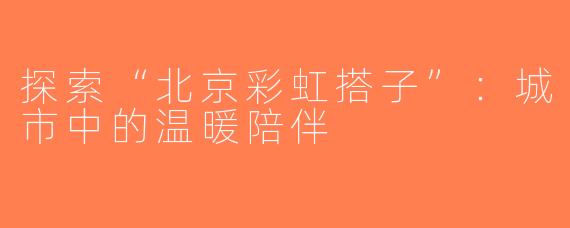 探索“北京彩虹搭子”：城市中的温暖陪伴