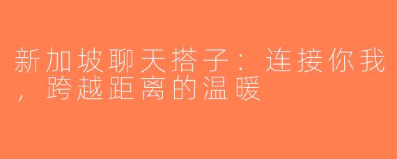新加坡聊天搭子：连接你我，跨越距离的温暖