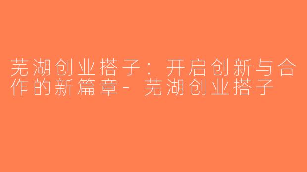 芜湖创业搭子：开启创新与合作的新篇章-芜湖创业搭子