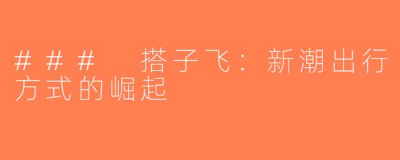 ### 搭子飞：新潮出行方式的崛起