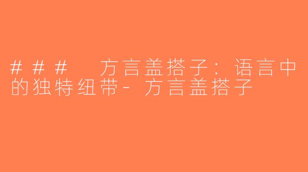 ### 方言盖搭子：语言中的独特纽带-方言盖搭子