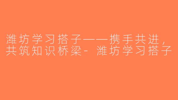 潍坊学习搭子——携手共进，共筑知识桥梁-潍坊学习搭子