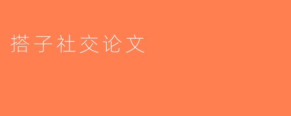 搭子社交论文