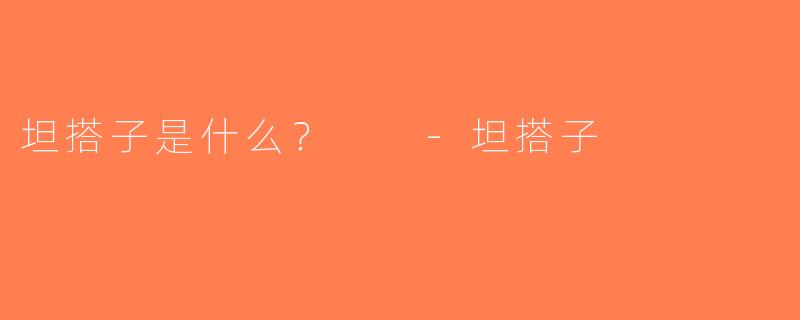 坦搭子是什么？  -坦搭子