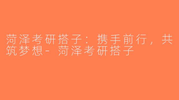 菏泽考研搭子：携手前行，共筑梦想-菏泽考研搭子