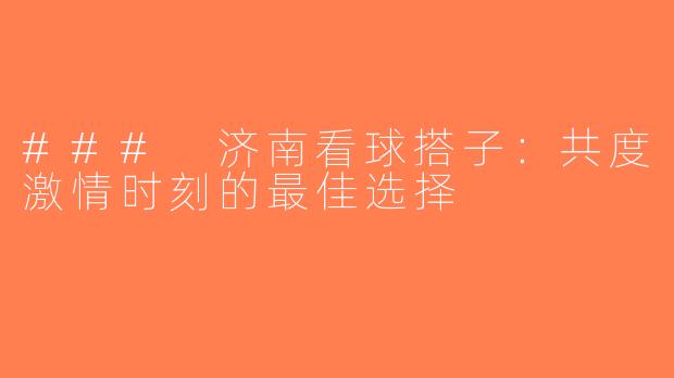 ### 济南看球搭子：共度激情时刻的最佳选择