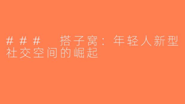 ### 搭子窝：年轻人新型社交空间的崛起