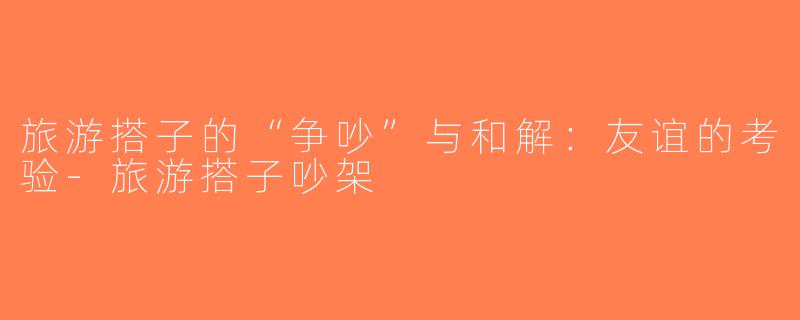 旅游搭子的“争吵”与和解：友谊的考验-旅游搭子吵架