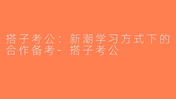 搭子考公：新潮学习方式下的合作备考-搭子考公
