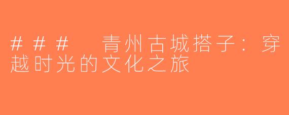 ### 青州古城搭子：穿越时光的文化之旅