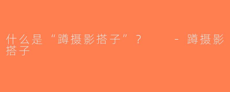 什么是“蹲摄影搭子”？  -蹲摄影搭子
