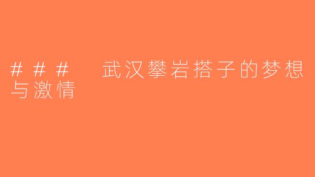 ### 武汉攀岩搭子的梦想与激情