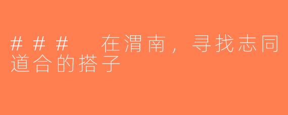 ### 在渭南，寻找志同道合的搭子