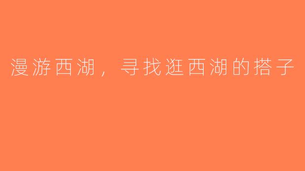 漫游西湖，寻找逛西湖的搭子