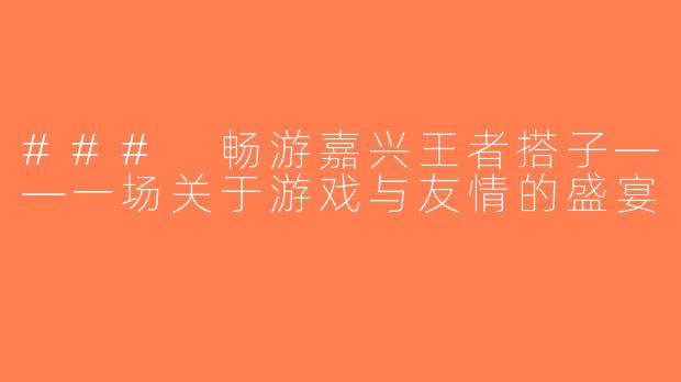 ### 畅游嘉兴王者搭子——一场关于游戏与友情的盛宴