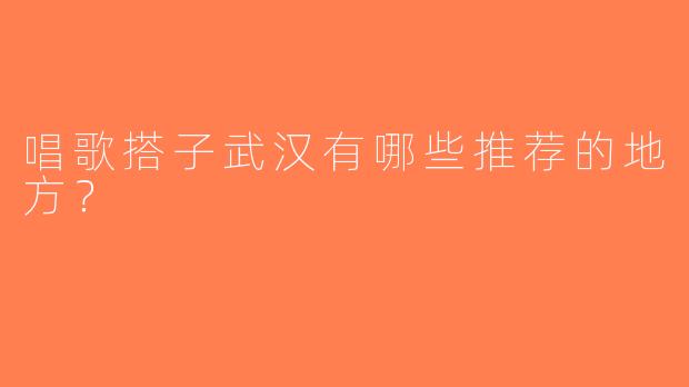 唱歌搭子武汉有哪些推荐的地方？
