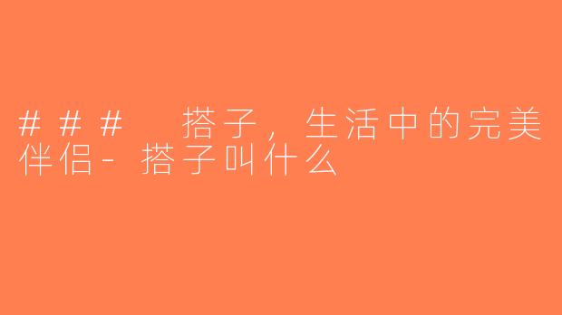 ### 搭子，生活中的完美伴侣-搭子叫什么