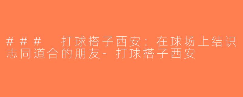 ### 打球搭子西安：在球场上结识志同道合的朋友-打球搭子西安