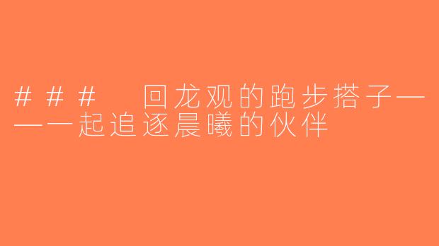 ### 回龙观的跑步搭子——一起追逐晨曦的伙伴