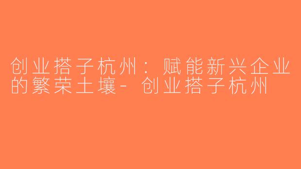 创业搭子杭州：赋能新兴企业的繁荣土壤-创业搭子杭州