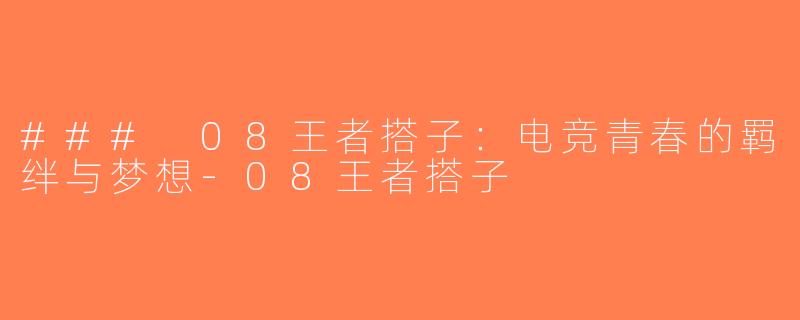 ### 08王者搭子：电竞青春的羁绊与梦想-08王者搭子