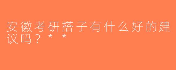 安徽考研搭子有什么好的建议吗？**
