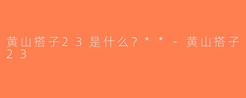 黄山搭子23是什么？**-黄山搭子23