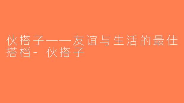 伙搭子——友谊与生活的最佳搭档-伙搭子