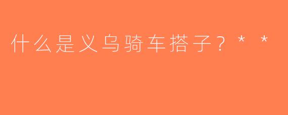 什么是义乌骑车搭子？**