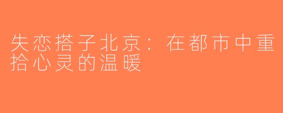 失恋搭子北京：在都市中重拾心灵的温暖